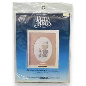 Paragon Precious Moments 1081 Cross Stitch Picture Kit 1984 God Loves Me Pink